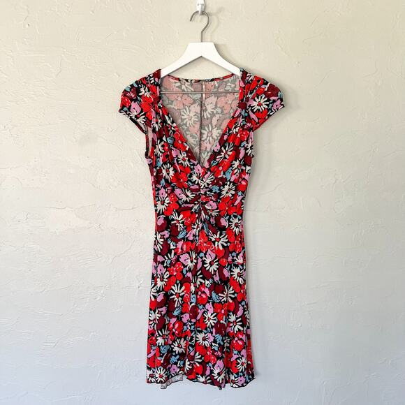 Free People Key to Your Heart Red Floral Mini Dress Small - Picture 5 of 5